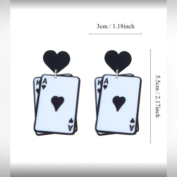 ✨NEW Black and White Playing Card Earrings - Picture 4 of 4
